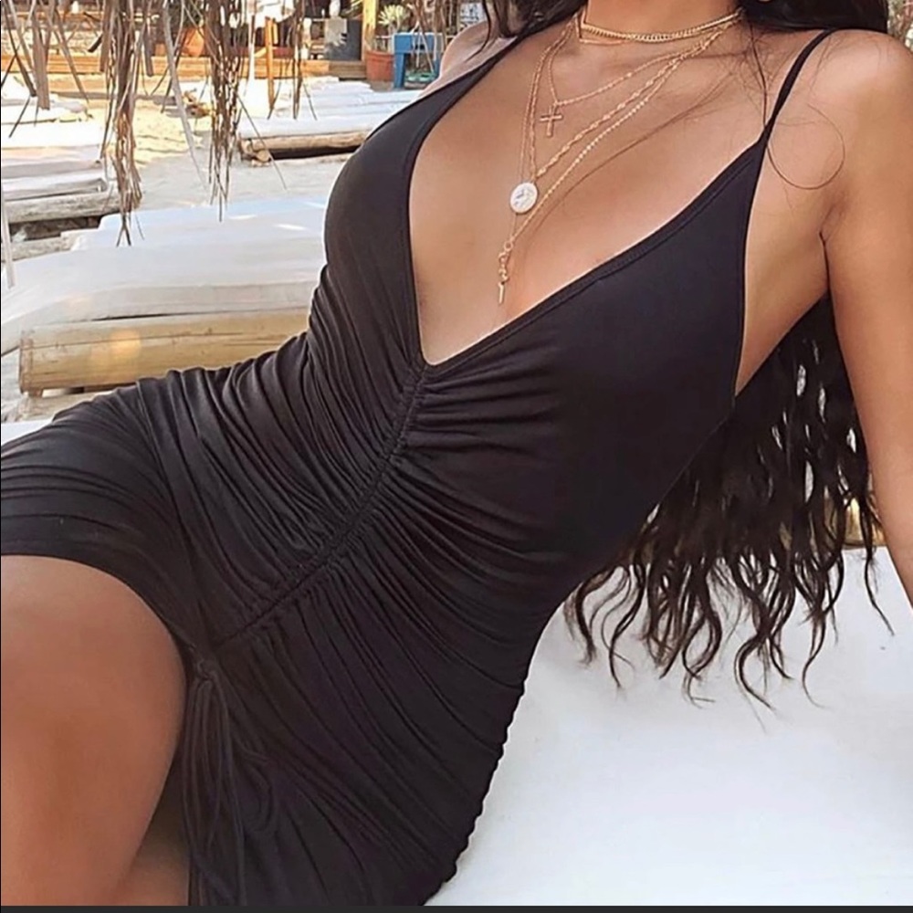 FASHION NOVA Shanghai Ruched Dress in black XL
